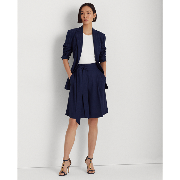 Ralph Lauren Pleated Georgette Wide-leg Short In French Navy