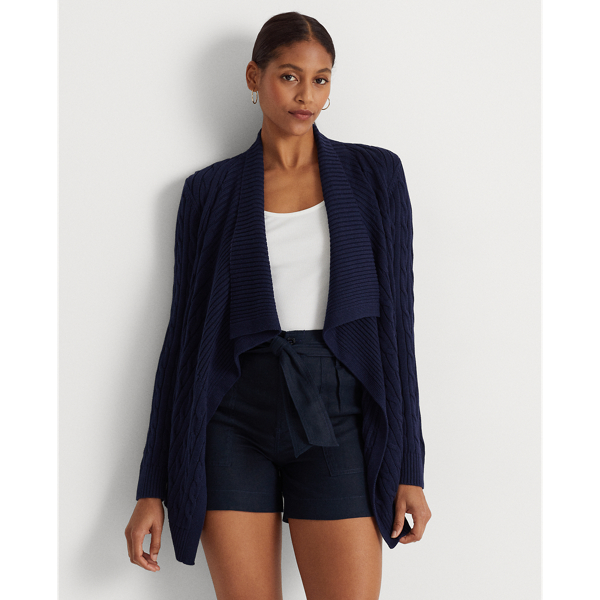 Navy Cotton Cable Cardigan