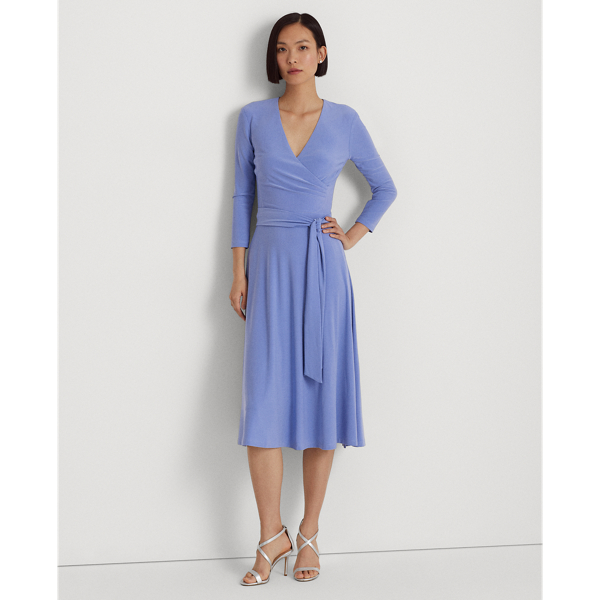 Lauren Ralph Lauren Surplice Jersey Dress In Blue Mist Modesens 5532