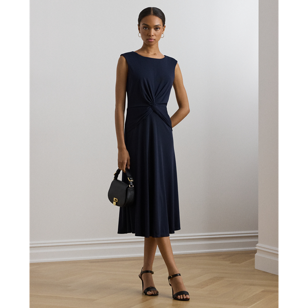 Lauren Ralph Lauren Twist-front Jersey Dress In Lighthouse Navy