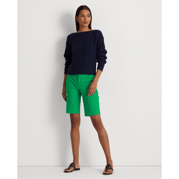 Lauren Ralph Lauren Bi-stretch Twill Short In Palm Leaf