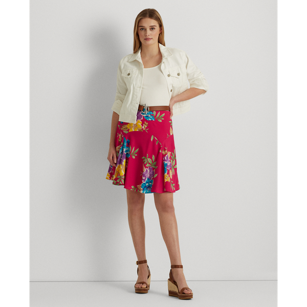 Ralph Lauren Floral Georgette Skirt In Pink Multi