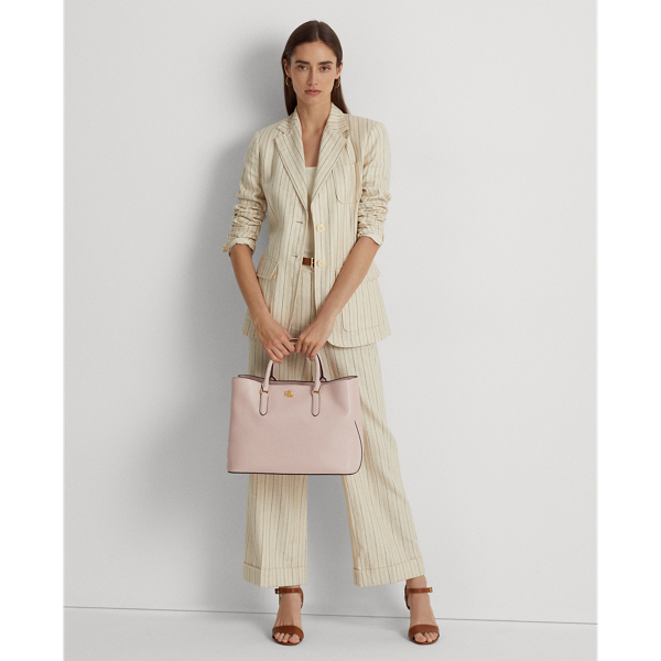 Ralph Lauren Leather Large Marcy Satchel In Light Pink