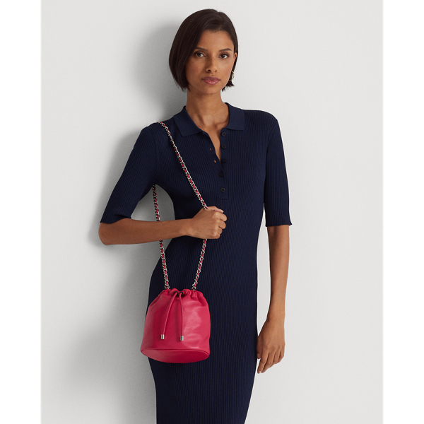 Lauren Ralph Lauren Nappa Leather Medium Emmy Bucket Bag In Sport Pink