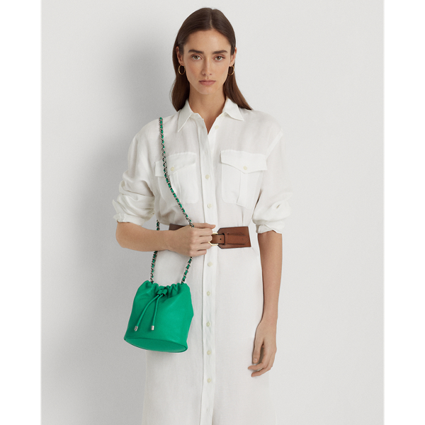 Lauren Ralph Lauren Nappa Leather Medium Emmy Bucket Bag In Palm Leaf