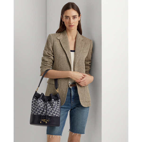 人気！Ralph Lauren Monogram Jacquard Andie Drawstring Bag 人気！Ralph Lauren Monogram Jacquard Andie Drawstring Bag