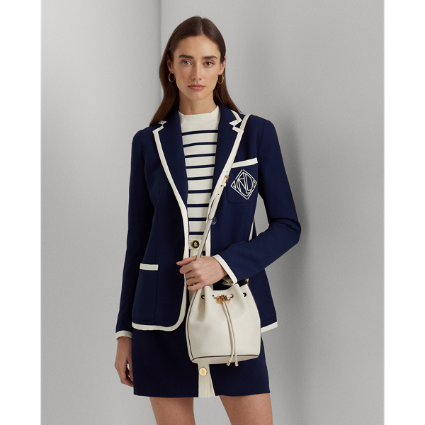 Ralph Lauren Leather Medium Andie Drawstring Bag In Vanilla