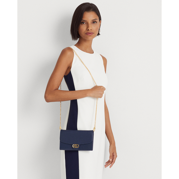 Lauren Ralph Lauren Leather Medium Adair Crossbody In French Navy | ModeSens