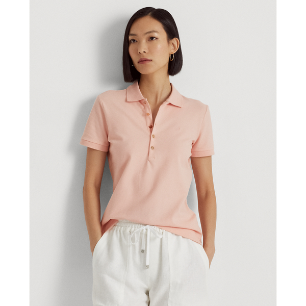 Ralph Lauren Embroidered Logo Polo Shirt In Pale Pink