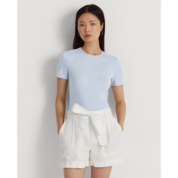 Lauren Ralph Lauren Stretch Cotton T-shirt In Pebble Blue