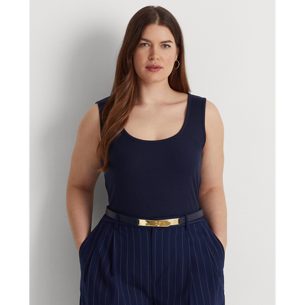 Lauren Woman Stretch Cotton Tank In French Navy
