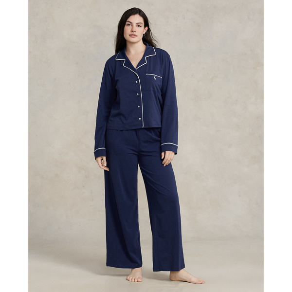 Ralph Lauren Long-sleeve Jersey Pajama Set In Navy
