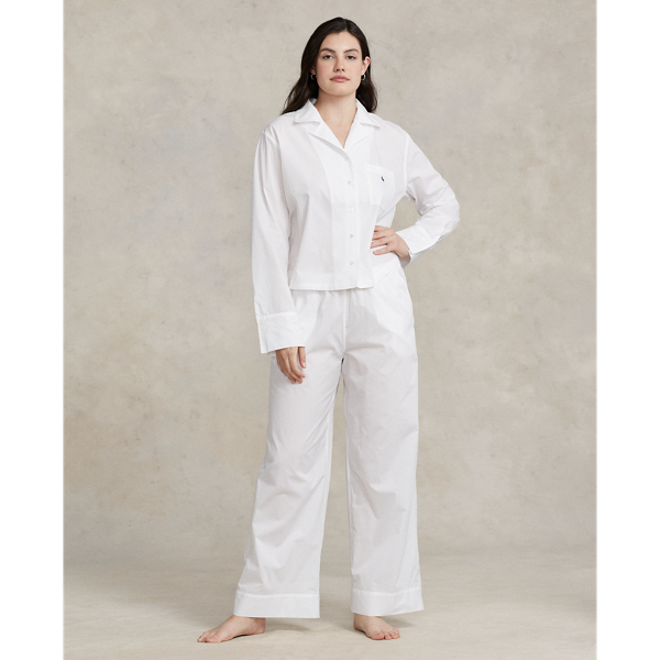 Ralph Lauren Long-sleeve Poplin Pajama Set In White Cloud