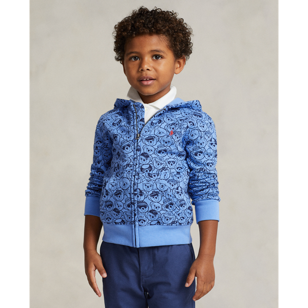 Polo Ralph Lauren Kids' Polo Bear Fleece Full-zip Hoodie In Harbor Island Blue/navy