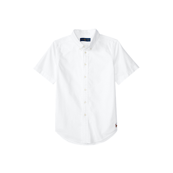 Polo Ralph Lauren Cotton Oxford Short-sleeve Uniform Shirt In White