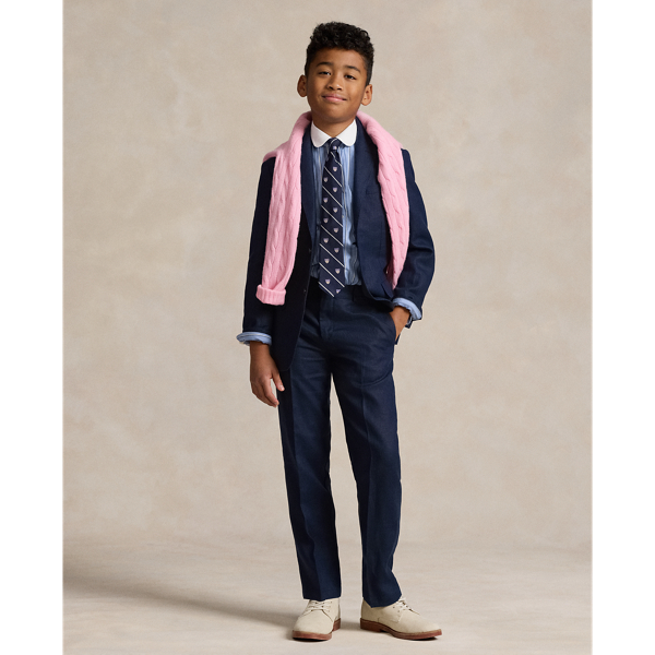 Polo Ralph Lauren Kids' Linen Suit Trouser In Dark Navy