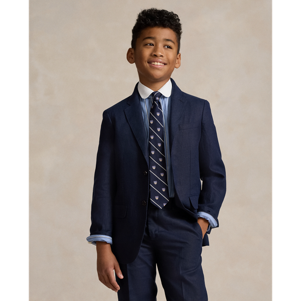 Polo Ralph Lauren Kids' Polo Linen Suit Jacket In Dark Navy
