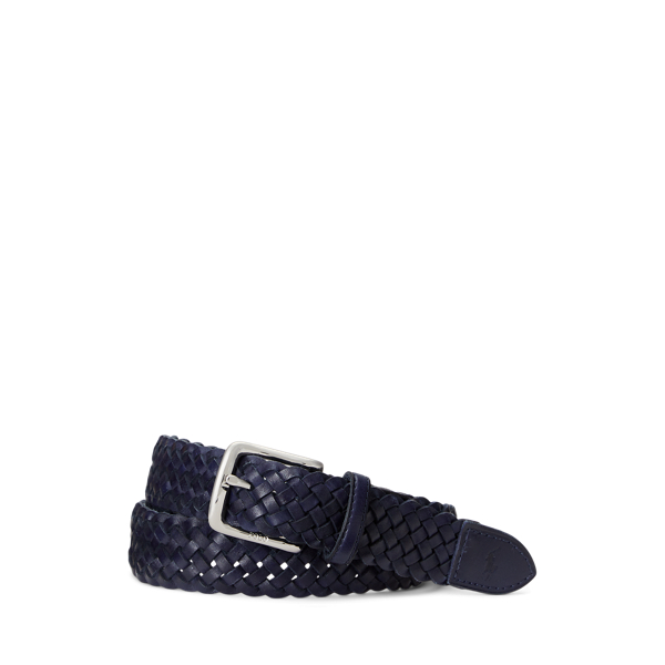 Polo Ralph Lauren Braided Vachetta Leather Belt In Newport Navy