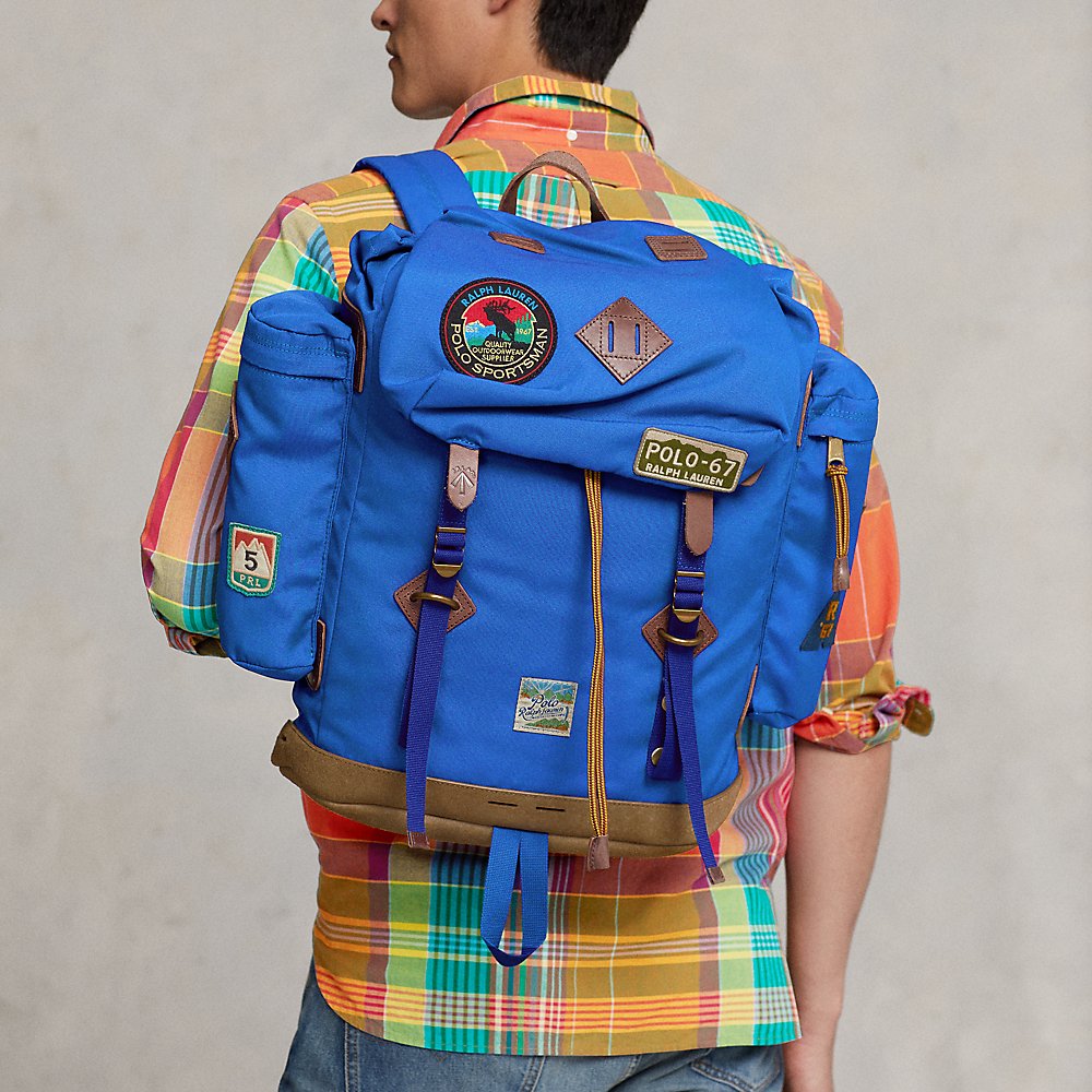 Ralph Lauren Suede-trim Trail Backpack In Blue