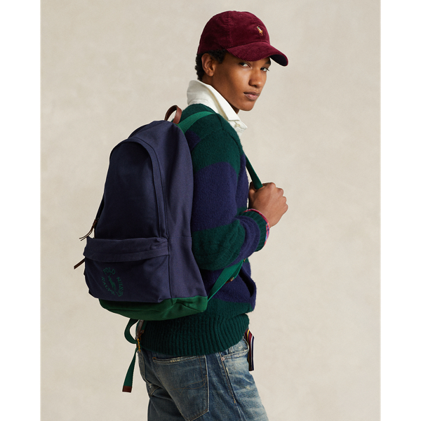 Ralph Lauren Logo-embroidered Canvas Backpack In Blue