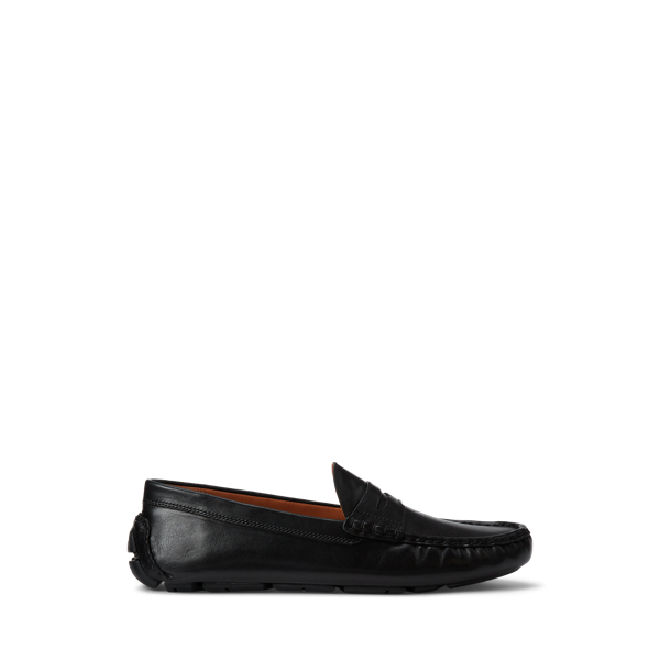 Polo Ralph Lauren Anders Leather Driver In Black