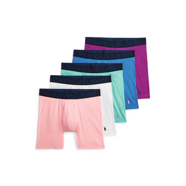 Ralph Lauren 4d-flex Cotton-blend Boxer Brief 5-pack In Pink/white/blue/purple