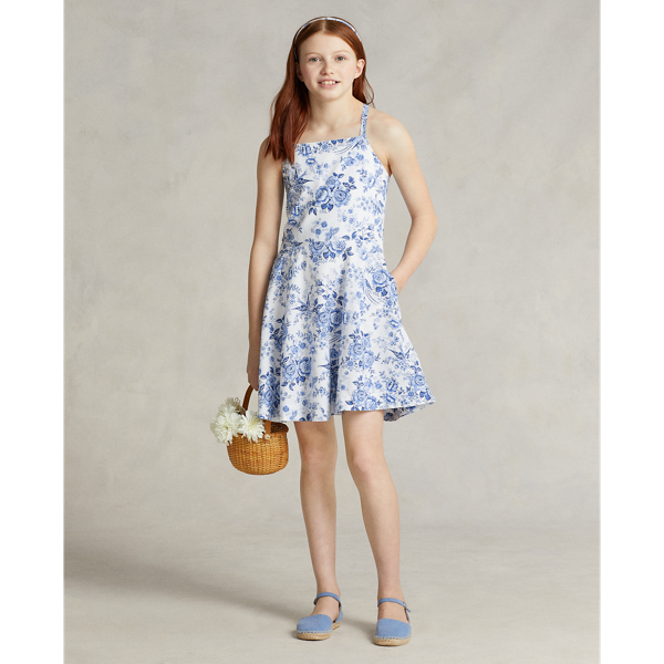 POLO RALPH LAUREN FLORAL LINEN-COTTON DRESS