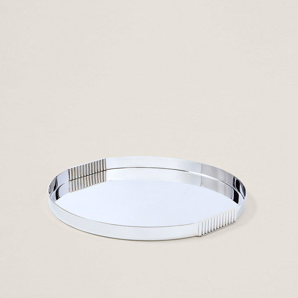 Shop Ralph Lauren Thorpe Round Tray In Stainless Steel