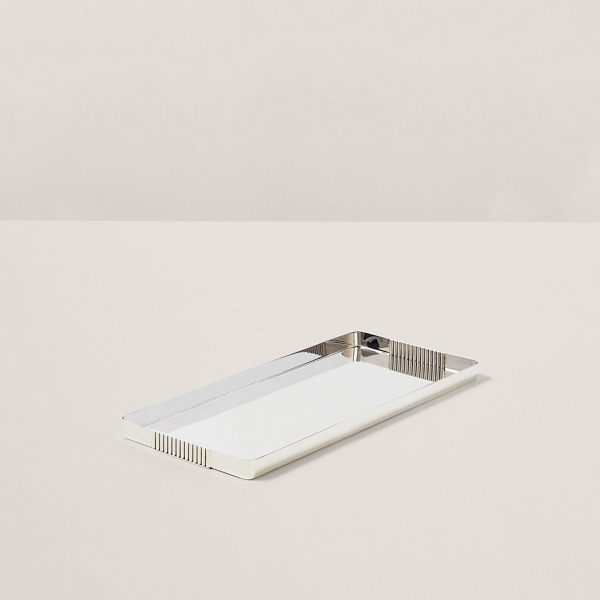 Polo Ralph Lauren Small Thorpe Stainless Steel Rectangular Tray In Grey