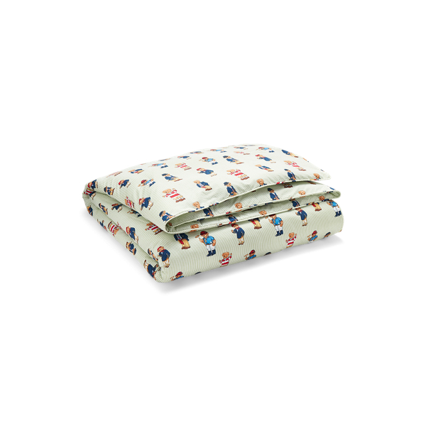 Polo Ralph Lauren Teddy Bear Stripe Duvet Set In Green