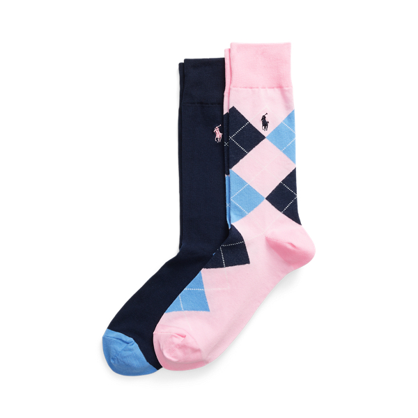 Polo Ralph Lauren Argyle Crew Sock 2-pack In Argyle Pink/navy