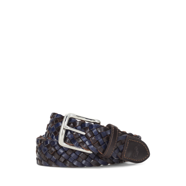 Shop Polo Ralph Lauren Braided Leather Belt In Blue