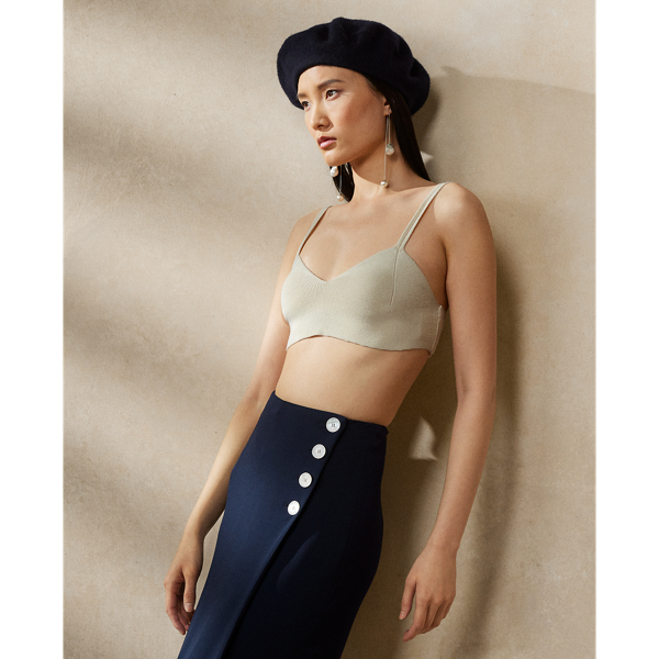 Ralph Lauren Rib-knit Silk Bralette In Off White | ModeSens