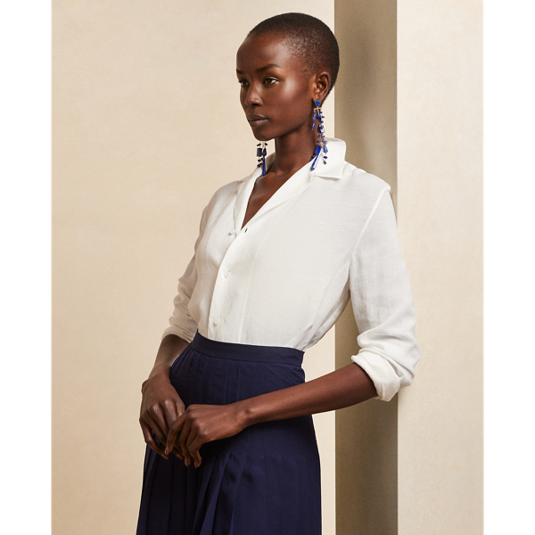 Polo Ralph Lauren Darien Linen Voile Shirt In Off White
