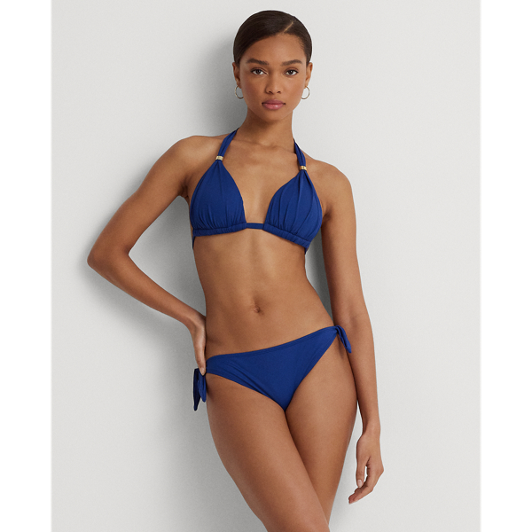 Designed with self-ties on each side, this hipster bikini bottom pairs beautifully with any of Lauren's bikini or tankini tops. An "LRL"-engraved metal plaque on the centre back affords a signature finish.