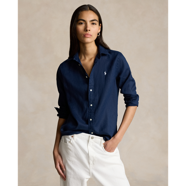 Shop Ralph Lauren Relaxed Fit Linen Shirt In Newport Navy