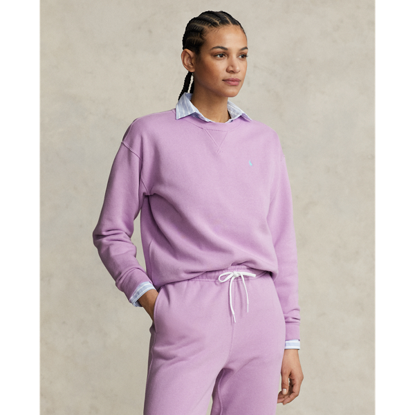 Ralph Lauren Fleece Crewneck Pullover In Soft Lilac