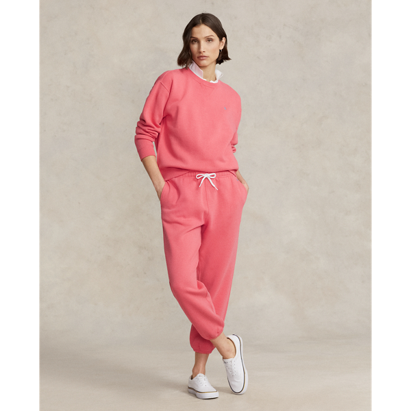 Ralph Lauren Fleece Athletic Pant In Ruby Coral