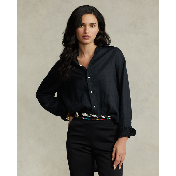 Ralph Lauren Relaxed Fit Linen Shirt In Polo Black
