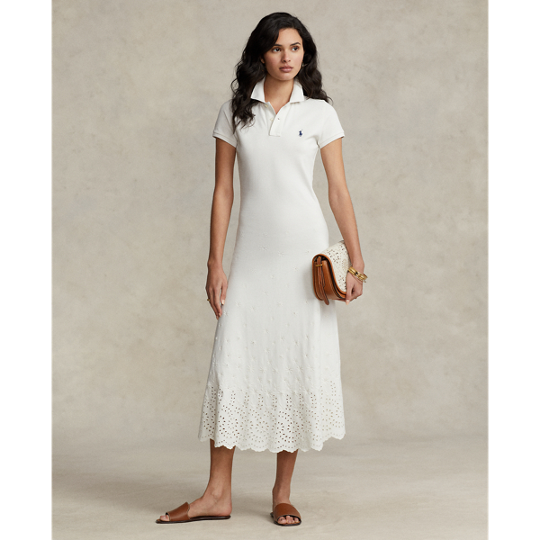 white christmas dresses Polo Ralph Lauren Women's Cotton Mesh Polo Dress White main image 0