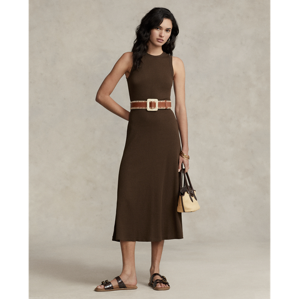 Polo Ralph Lauren Stretch Waffle-knit Sleeveless Dress In Nutmeg | ModeSens