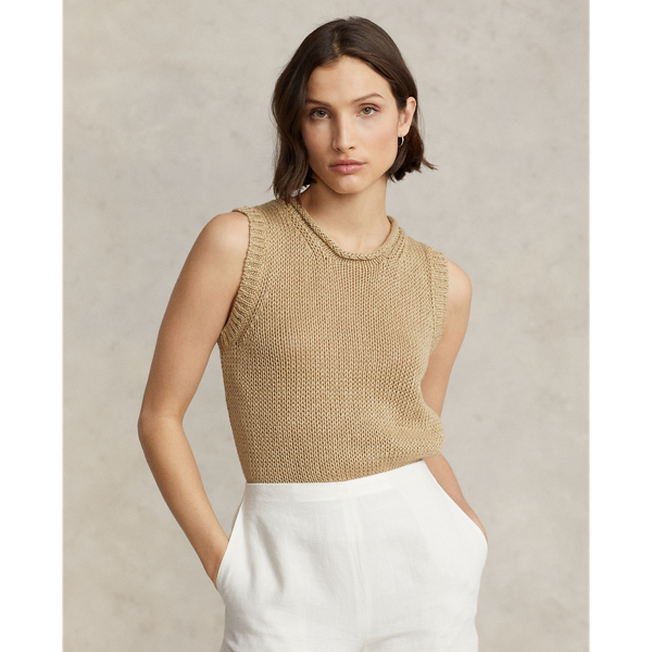 Polo Ralph Lauren Linen-cotton Sleeveless Sweater Tank In Basic Sand