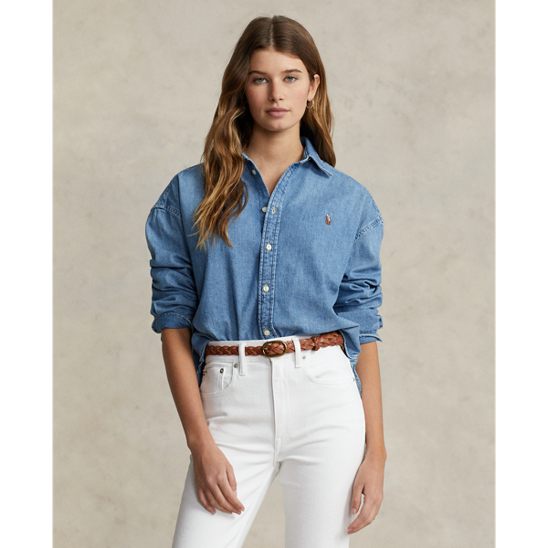 トップス POLO by Ralph Lauren denim shirt Polo Ralph Lauren Oversize Denim Shirt In Zaia Wash | ModeSens