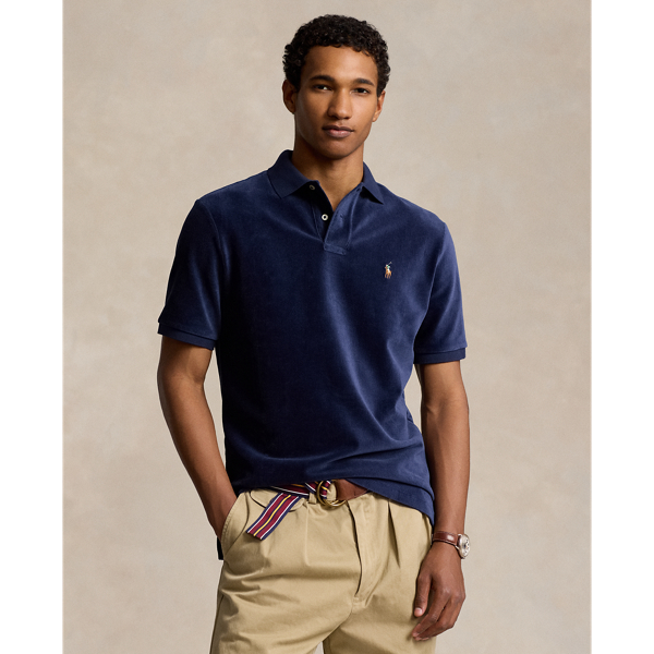 Ralph Lauren Classic Fit Knit Corduroy Polo Shirt In Newport Navy