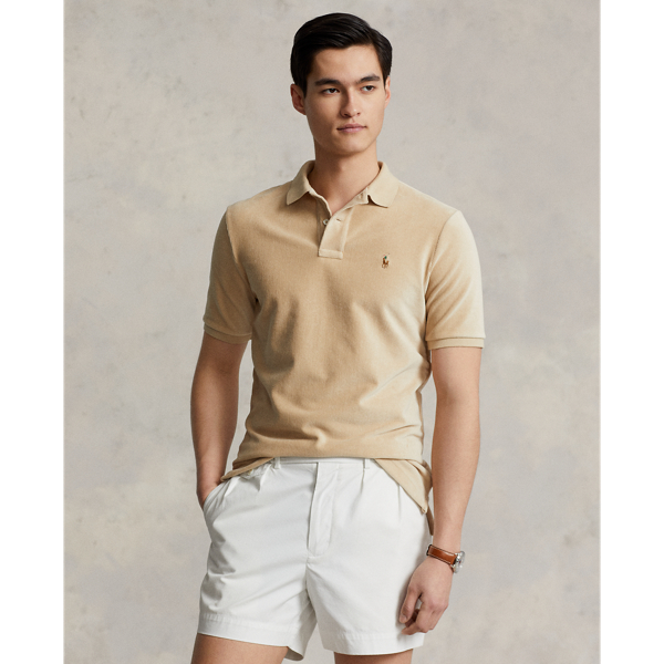 Ralph Lauren Classic Fit Knit Corduroy Polo Shirt In Sand Dune