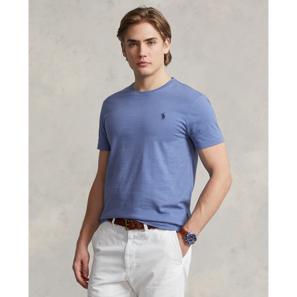 Ralph Lauren Custom Slim Fit Jersey Crewneck T-shirt In Nimes Blue