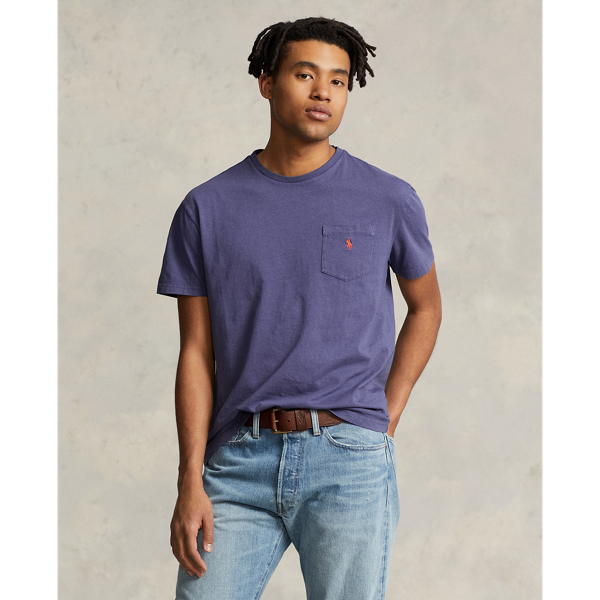 Ralph Lauren Classic Fit Cotton-linen Pocket T-shirt In Boathouse Navy