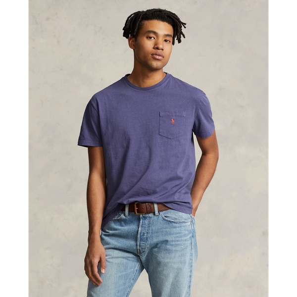 Polo Ralph Lauren Classic Fit Cotton-linen Pocket T-shirt In Boathouse Navy
