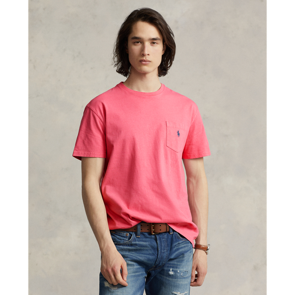 Ralph Lauren Classic Fit Cotton-linen Pocket T-shirt In Red Sky