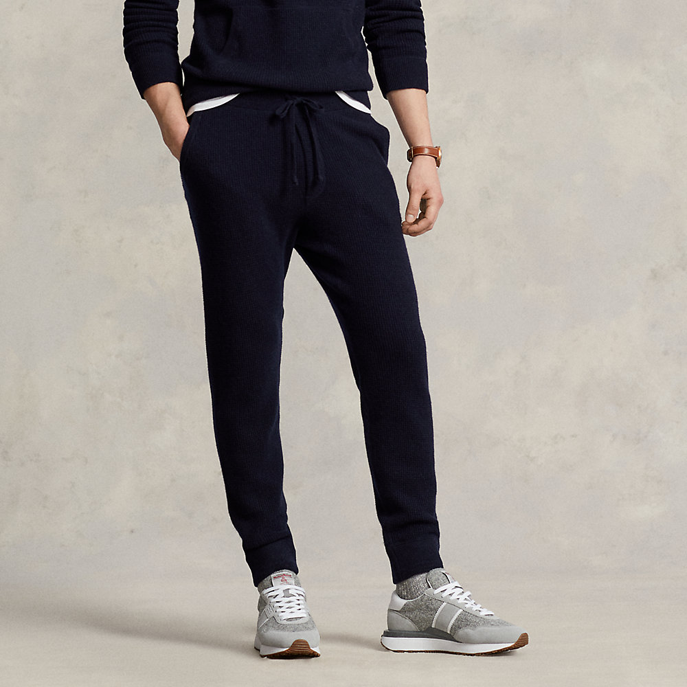 Ralph Lauren Waffle-knit Washable Cashmere Pant In Hunter Navy